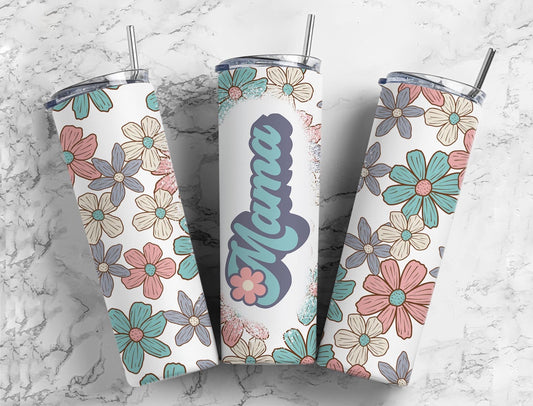 Retro Floral Mama tumbler - 20 oz skinny