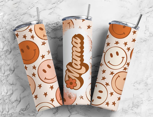 Retro Smiley Mama tumbler - 20 oz skinny