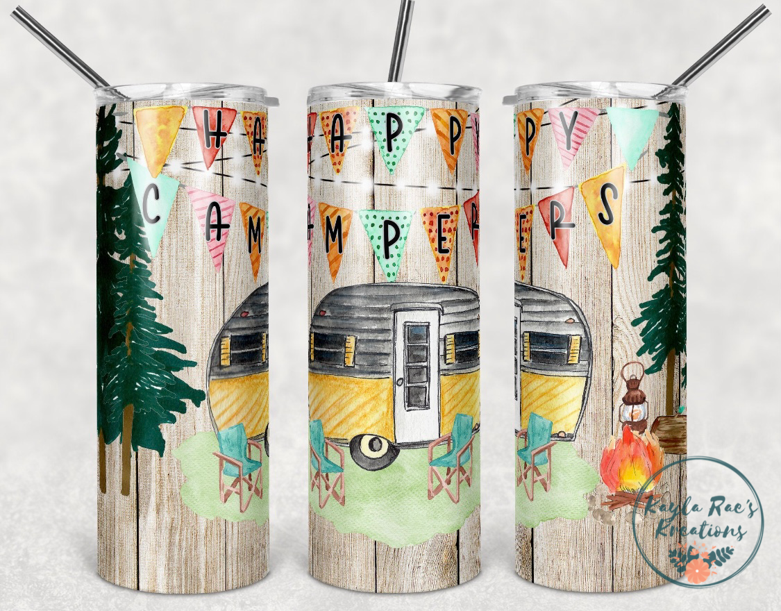 Happy camper - 20 oz skinny tumbler