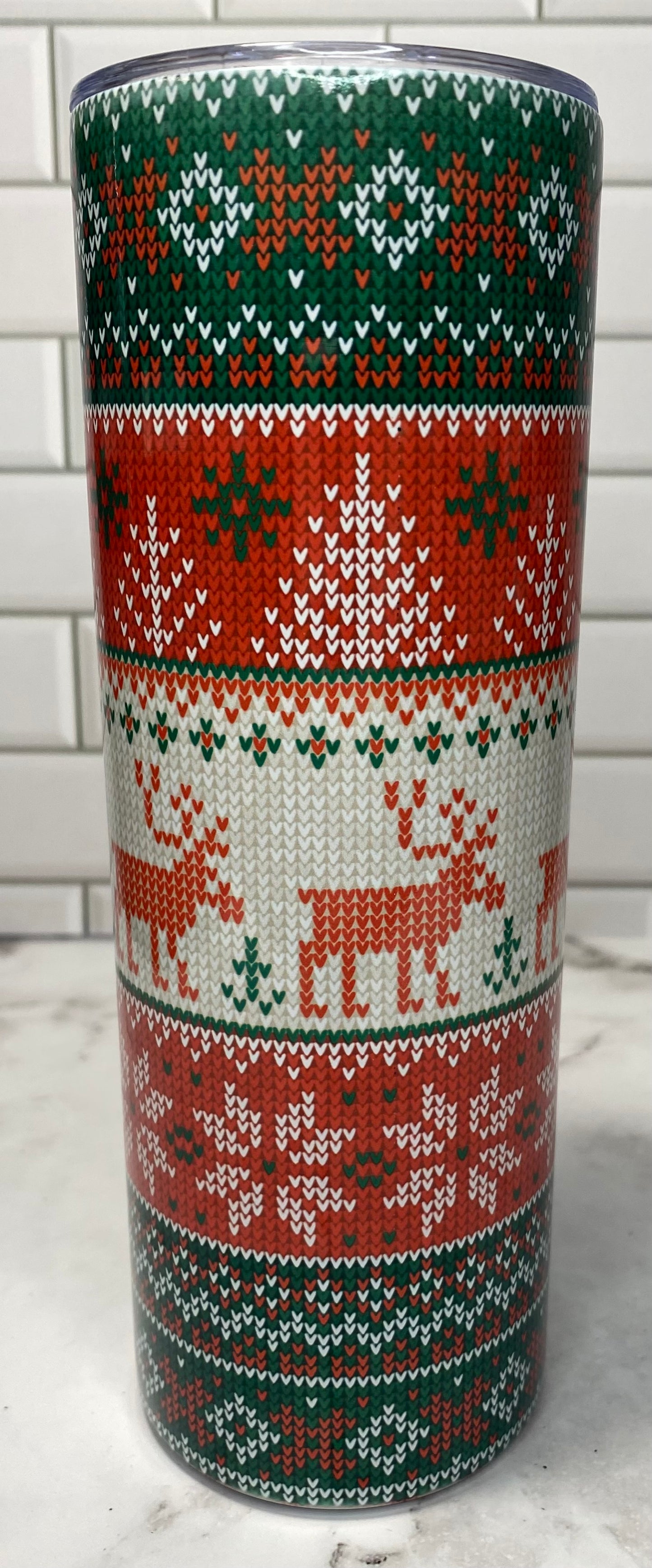 Christmas cross stitch - 20 oz skinny tumbler